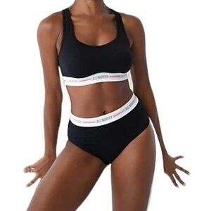 All Worthy Cotton Racerback Lounge Bra XL Bundle of 2 Blck White Comfort Stretch